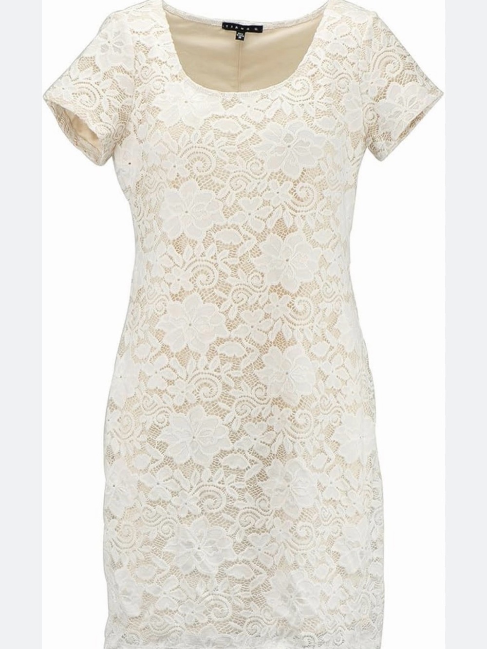 Tiana B. White-Nude Floral Lace Sheath Dress